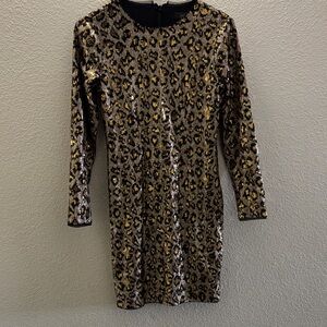 Leopard Print Long Sleeve Dress